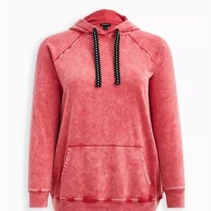 Torrid Classic Fit Cozy Fleece Distressed Pink Hoodie Size 2